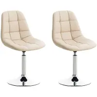 CLP Lot de 2 fauteuils de salon Emil avec assise en similicuir matelassé, couleur crème