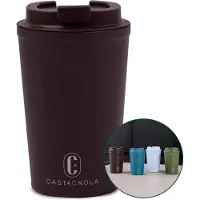 Castagnola Mug thermos - Tasse à café à emporter - Mug de voyage pour le café et le thé - Mug à thé - 380 ML - acier inoxydable - Marron foncé