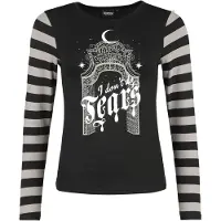 Wednesday T-shirt manches longues Gothic de Wednesday - I Don't Do Tears - L - XXL - pour Femme - gris/noir - Taille XL