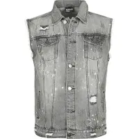Forplay Veste Sans Manches de - Vestes Sans Manches Destroyed En Denim - S - XXL - pour Homme - gris - Taille M
