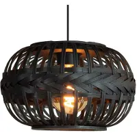 Eglo Lampe pendante noire Towcester Ø 38 cm - bois