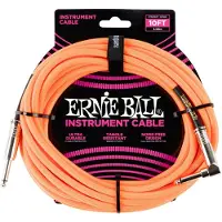 Ernie Ball Cables Instrument Gaine Tisse Jack/jack Coudé 3M Orange
