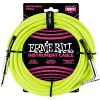 Ernie Ball Cables Instrument Gaine Tisse Jack/jack Coudé 5,5M Jaune