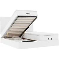 vidaXL Lit ottoman avec matelas blanc pur 180x200 cm similicuir