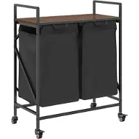vidaXL Panier à linge à 2 compartiments avec roulettes chêne brun