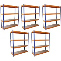 MonsterShop 5 x Garage métal rayonnage unités Heavy Duty rayonnage 1,5 m large S-RAX 4Tier de stockage