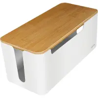 Ginza.se boîte de câbles blanche avec couvercle en bambou 320x140x130mm
