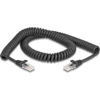 DeLOCK 87993 RJ45 Spiralkabel Stecker zu Stecker Cat.5e 2m schwarz