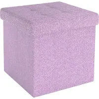 Intirilife Pouf pliable 38x38x38cm en LOTUS ROSA - Siège en cube avec espace de rangement et housse en tissu avec creux - Siège en cube repose-pieds coffre de rangement pouf coffre