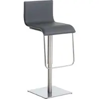 CLP Tabouret de bar Limon en similicuir, réglable en hauteur et pivotant à 360°, gris, structure couleur acier inoxydable