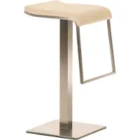 CLP Tabouret de bar Lameng en tissu E78 avec piètement en acier inoxydable, couleur crème