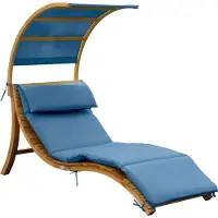 Axi Salina Chaise Longue De Jardin En Bois, Bleu | Transat Avec Pare-Soleil Amovible & Coussin Pour L'Extérieur | Bain De Soleil Individuelle Avec