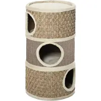 PawHut Griffoir pour chat Baril pour chat 3 niveaux Arbre à chat grimpant en sisal D30-326
