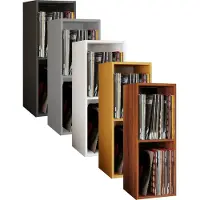 VCM Bois Disques vinyles LP Stand Étagère d'archivage Support de rangement Platto 2 compartiments Bois Disques vinyles LP Stand Étagère d'archivage Support de rangement Platto 2 compartiments