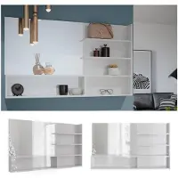 Vicco Étagère à miroir Blanc Haute brillance 119.8x70cm avec compartiments ouverts, Model 41279