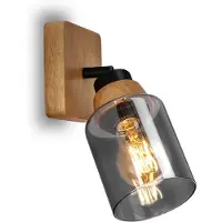 Briloner Spot, avec bois, verre fum , 1xE27/max.10W