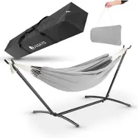 Juskys Hamac Paya - Gris clair - Base et sac de rangement inclus
