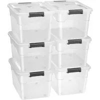 Juskys Boîte de rangement / Boîte de rangement 60 L - Plastique - 6 pièces - Couvercle inclus