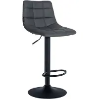 CLP Tabouret de bar Jerry, revêtement en similicuir, réglable en hauteur et pivotant à 360°. Couleur : gris. Structure : noire
