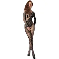 Passion BS107 - body résille motif floral - noir - taille S-L