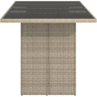 vidaXL Table de jardin avec plateau en verre gris clair 190x80x74 cm Poly rotin