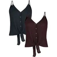 Forplay Top de - Lot de 2 Hauts - S - 3XL - pour Femme - noir/bordeaux - Taille XL