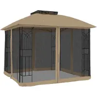 vidaXL Pavillon avec double toit & parois en filet Taupe 2,94x2,94 m Acier