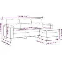 vidaXL Canapé 3 places avec pouf Noir 180 cm Tissu microfibre