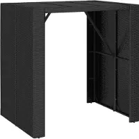 vidaXL Table de bar avec plateau en verre noir 105x80x110 cm Poly rotin