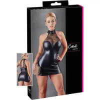 Cottelli - robe courte brillante à dentelle col tour de cou - noir - M