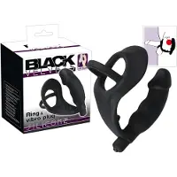 Black Velvets - plug anal vibrant avec cockring et anneau testicules - noir
