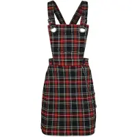 Hell Bunny Robe mi-longue Gothic de - Robe Salopette Clash - XS - XL - pour Femme - noir/rouge - Taille L
