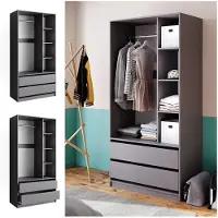 Vicco Armoire à vêtements Elmo Anthracite 100x200cm avec 2 tiroirs, Model 49516