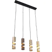 TRIO Suspension STREAM noir-marron-crème-patine 4xGU10x10W métal dim. : 150x80x9 cm IP20
