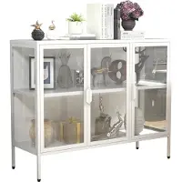 VCM Acier Verre Vitrine Verre Vitrine Sideboard Commode Highboard Stand Vitrine 80x100x35 Floka L Acier Verre Vitrine Verre Vitrine Sideboard Commode Highboard Stand Vitrine 80x100x35 Floka L