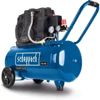 Scheppach HC51Si Super Silent Compresseur à double cylindre | 60 dB(A) silencieux | Cuve de 50L | 8bar | sans huile et à faible entretien | 300 l/min | 1500W