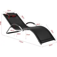 SoBuy Chaise longue de plage Chaise longue de jardin avec coussin pour jardins, cours, plages, balcons Charge de 100 kg Noir OGS38-SCH