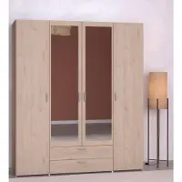 Parisot Armoire Salvador avec miroir, 4 portes & 2 tiroirs - chêne jackson