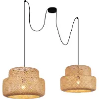 QAZQA Lampe suspendue Japandi noire avec bambou 2 lumières - Kea