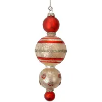 Clayre & Eef 6GL4712 Pendentif de Noël en verre Ø 6x17 cm rouge blanc style campagne