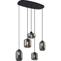 QAZQA Suspension moderne noire avec verre fumé 5 lumières - Sheena