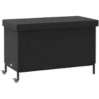 vidaXL Coffre de jardin à roulettes Noir 110x55x73 cm Poly rotin