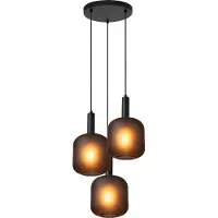 Lucide Lampe suspendue moderne avec abat-jour en verre noir ELOISE 3xE27 40W