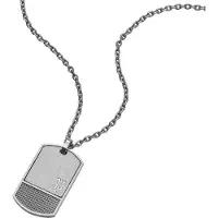 Police Identity Necklace Argenté Homme