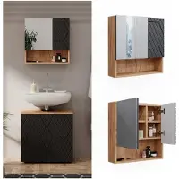 Vicco Armoire de toilette Irma Anthracite avec structure en nid d'abeille 54x55cm, Model 42843