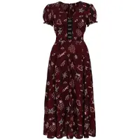 Hell Bunny Robe longue de - Doomed Dress - XS - 4XL - pour Femme - rouge/noir/blanc - Taille M