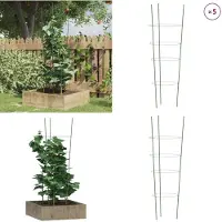 vidaXL Supports pour plantes de jardin 4 anneaux 5pcs Vert 90 cm Acier