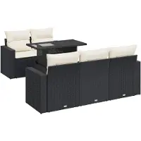 vidaXL Ensemble de salon de jardin 6 pièces avec coussins noir poly rotin