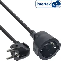 InLine Rallonge de courant avec contact de protection mâle coudé / femelle, noir, 2 (2 m, CEE 7/3)
