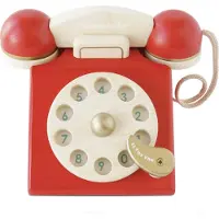 Le Toy Van Jouet en bois - - Vintage Phone - Rouge - Encourage le jeu de rôle - Reconnaissance des chiffres